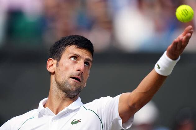 Mandatory Credit: Photo by Shutterstock (12204579cx) Novak Djokovic during the Gentlemen s Singles final Wimbledon Tennis Championships, Day 13, The All England Lawn Tennis and Croquet Club, London, UK - 11 Jul 2021 Wimbledon Tennis Championships, Day 13, The All England Lawn Tennis and Croquet Club, London, UK - 11 Jul 2021  Copyright: xShutterstockx 12204579cx