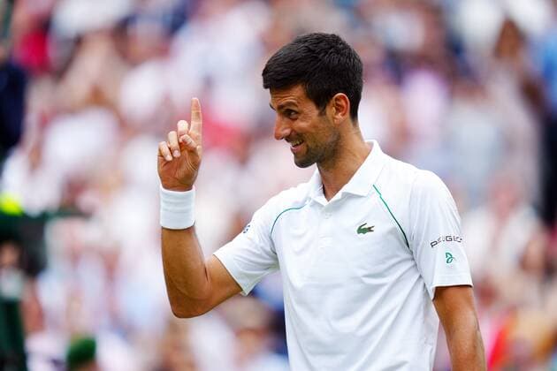 Mandatory Credit: Photo by Javier Garcia Shutterstock (12204578fo) Novak Djokovic celebrates victory in the Gentlemen s Singles final Wimbledon Tennis Championships, Day 13, The All England Lawn Tennis and Croquet Club, London, UK - 11 Jul 2021 Wimbledon Tennis Championships, Day 13, The All England Lawn Tennis and Croquet Club, London, UK - 11 Jul 2021  Copyright: xJavierxGarcia Shutterstockx 12204578fo