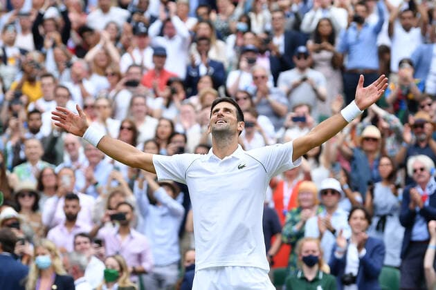 Novak Djokovic (Ser) TENNIS : Wimbledon 2021 - 11 07 2021 AntoineCouvercelle Panoramic 