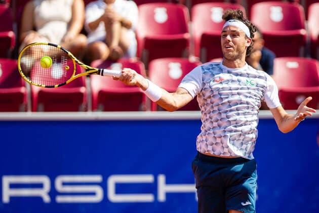 210712 Marco Cecchinato, Italien, under dag 8 av Nordea Open den 12 juli 2021 i Bastad. Copyright: MATHILDAxAHLBERG BB210712BB141