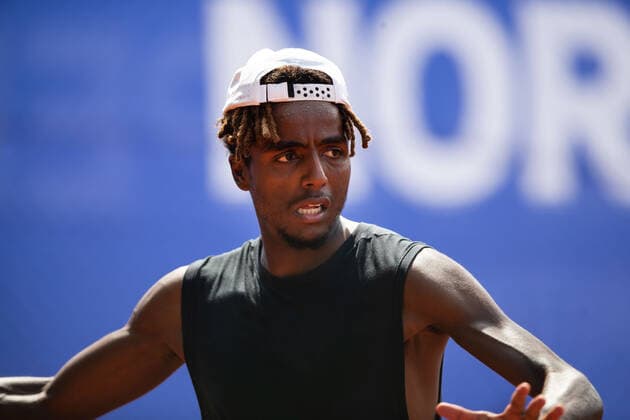 210713 Elias Ymer, Sverige, vid en träning under dag 9 av Nordea Open den 13 juli 2021 i Bastad. Copyright: MATHILDAxAHLBERG BB210713BB096