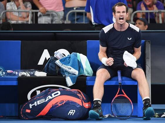 Mandatory Credit: Photo by Dave Shopland Shutterstock (10056220b) Great Britain s Andy Murray celebrates Australian Open, Day One, Melbourne Park, Melbourne, Australia - 14 Jan 2019 Australian Open, Day One, Melbourne Park, Melbourne, Australia - 14 Jan 2019  Copyright: xDavexShopland Shutterstockx 10056220b