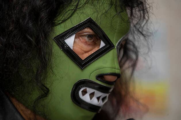Wrestling Event press conference, PK, Pressekonferenz To Celebrate 37th Anniversary Of Blue Demon Jr MEXICO CITY, MEXICO - JULY 14: Wrestler Hijo del Espectro Jr during a Press Conference to promote a wrestling event at the Lopez Mateos Arena to celebrate the 37th anniversary of sports career of the wrestling legend Blue Demon Jr at Taqueria Chabelo on July 14, 2021 in Mexico City, Mexico. Copyright: xRicardoxFloresx EYEPIXGROUP_RFE_14072021_10544