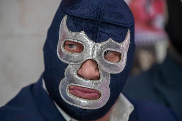 Sport Bilder des Tages Wrestling Event press conference, PK, Pressekonferenz To Celebrate 37th Anniversary Of Blue Demon Jr MEXICO CITY, MEXICO - JULY 14: Wrestler Blue Demon Jr during a Press Conference to promote a wrestling event at the Lopez Mateos Arena to celebrate their 37th anniversary of sports career of the wrestling legend Blue Demon Jr at Taqueria Chabelo on July 14, 2021 in Mexico City, Mexico. Copyright: xRicardoxFloresx EYEPIXGROUP_RFE_14072021_10549