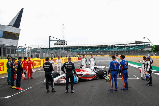 Reveal of the prototype for the 2022 F1 season, F1 Grand Prix of Great Britain at Silverstone Circuit on July 15, 2021 in Silverstone, Great Britain. (Photo by HOCH ZWEI) Silverstone Great Britain