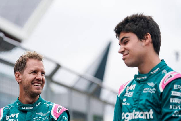 July 15, 2021, Towcester, Great Britain: SEBASTIAN VETTEL of Germany and Aston Martin F1 Team and LANCE STROLL of Canada and Aston Martin F1 Team are seen during the presentation of the 2022 Formula 1 car at Silverstone Circuit in Towcester, Great Britain. Towcester Great Britain - ZUMAg147 20210715_zap_g147_040 Copyright: xJamesxGasperottix