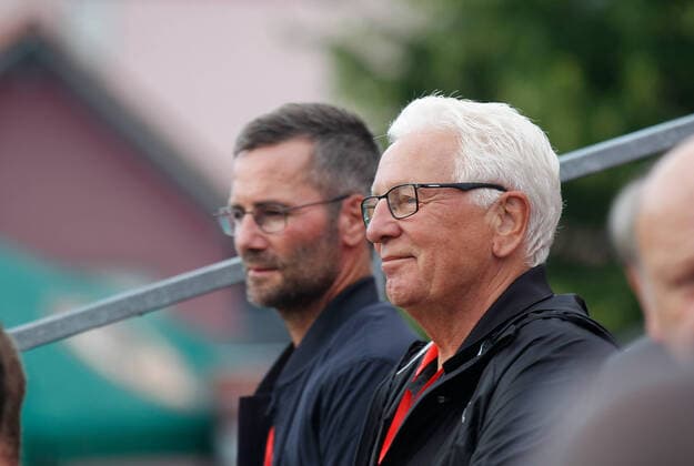 Dieter Nüssing (vorne), Michael Wiesinger (hinten, beide 1. FC Nürnberg); Saisoneröffnung, Fußball, Regionalliga Bayern, Saison 2021 22, Eröffnungsspiel, TSV Aubstadt - SpVgg Unterhaching, NGN-Arena, Aubstadt 15.07.2021