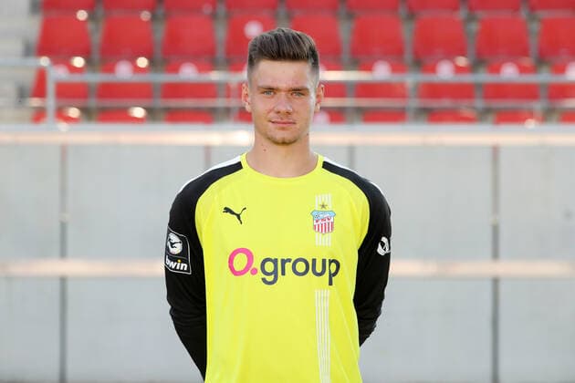 Teampraesentation Zwickau 15.07.2021 Torhüter Max Sprang (26, Zwickau); FSV Zwickau, 3.Liga, Porträttermin 2021 2022 , Zwickau, 15.07.2021, Stadion Zwickau, Fussball ,