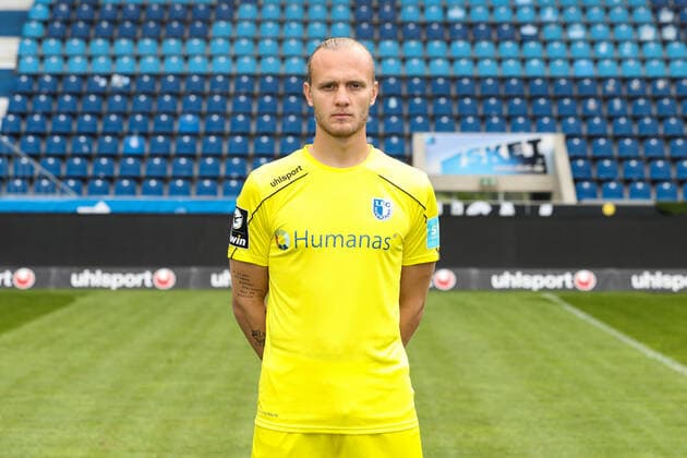 Torwart Dominik Reimann (1. FC Magdeburg,1) - 3. Liga 2021 2022 offizieller Fototermin 1. FC Magdeburg in der MDCC Arena in Magdeburg - Deutschland, Fussball, Maenner,GER,15.07.2021