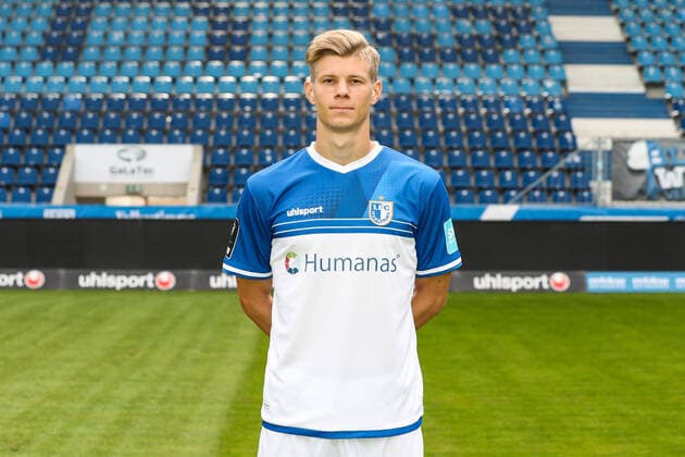 Luca Schuler (1. FC Magdeburg,26) - 3. Liga 2021 2022 offizieller Fototermin 1. FC Magdeburg in der MDCC Arena in Magdeburg - Deutschland, Fussball, Maenner,GER,15.07.2021