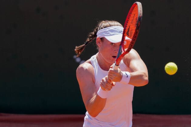 July 18, 2021, Lausanne, Vaud, Switzerland: Lausanne, VD, Switzerland: SloveniaÃ¢â‚¬â ¢s TAMARA ZIDANSEK plays a backhand return during her singles final match against Clara Burel at the Ladies Open Lausanne. Lausanne Switzerland - ZUMAs230 20210718_znp_s230_002 Copyright: xCorinexScibozx