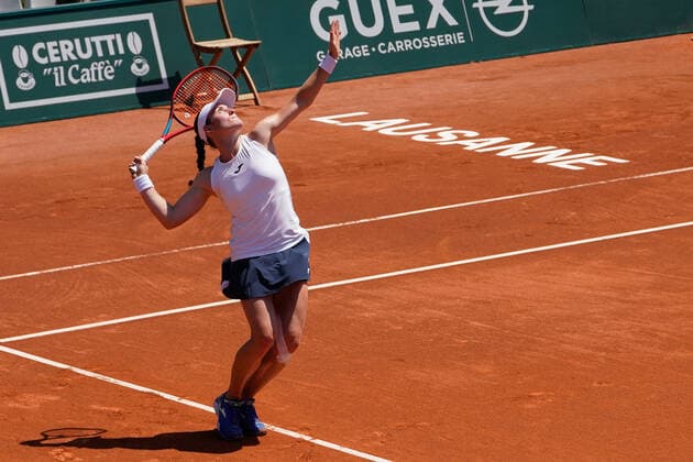 July 18, 2021, Lausanne, Vaud, Switzerland: Lausanne, VD, Switzerland: SloveniaÃ¢â‚¬â ¢s TAMARA ZIDANSEK wins the Ladies Open Lausanne 2021 against Clara Burel. Lausanne Switzerland - ZUMAs230 20210718_znp_s230_004 Copyright: xCorinexScibozx