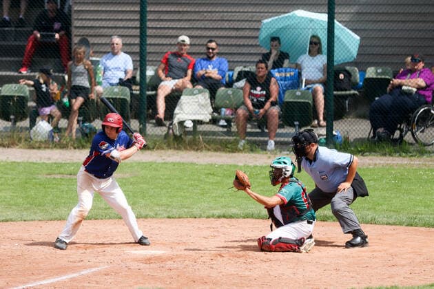Baseballl I Herren I Saison 2020 2021 I 1.Bundesliga Nord I 11 + 12. Spieltag I Hamburg Stealers - Dohren Wild Farmers I 18.07.2021 Daniel Bonfiglio (19, Hamburg Stealers) Orlando Del Muro (58, Dohren Wild Farmers) Hamburg Baseballanlage Langenhorst Hamburg Deutschland Copyright: xLobeca RalfxHomburgx