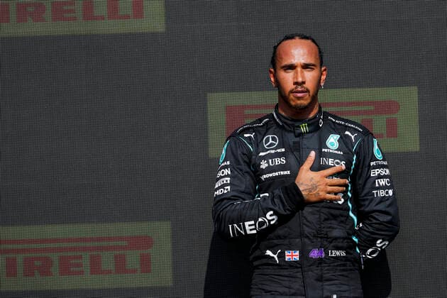 HAMILTON Lewis (gbr), Mercedes AMG F1 GP W12 E Performance, portrait during the Formula 1 Pirelli British Grand Prix 2021, 10th round of the 2021 FIA Formula One World Championship, WM, Weltmeisterschaft from July 16 to 18, 2021 on the Silverstone Circuit, in Silverstone, United Kingdom - FORMULE 1 : Grand prix de Grande Bretagne - Course - Silverstone - 18 07 2021 DPPI PANORAMIC  _V2_5346