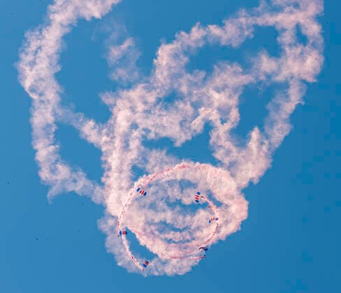 18th July 2021; Silverstone Circuit, Silverstone, Northamptonshire, England; Formula One British Grand Prix, Race Day; The RAF Falcons Trophy Drop before the Grand Prix  ActionPlus12307254 TimxWilliams