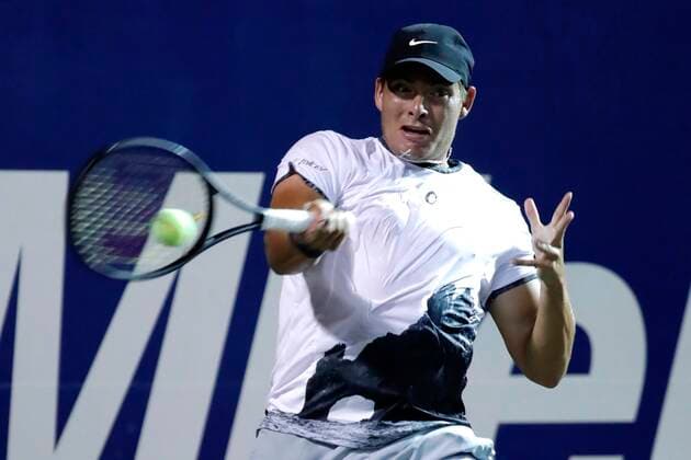 The Mexican Gerardo Lopez in action against the American Johnson Steve, today, during the first day of activities of the Los Cabos Tennis Open, in the state of Baja California Sur, Mexico, 19 July 2021. EFE Jorge Reyes Los Cabos Tennis Open !ACHTUNG: NUR REDAKTIONELLE NUTZUNG!  Copyright: xJorgexReyesx MEX7121 20210720-d13d07255caa80af788f26c8a407a761b19d1a3a