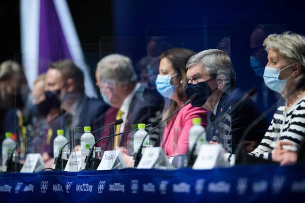 210721 Thomas Bach, president of the International Olympic Committee (IOC), at a press conference, PK, Pressekonferenz during the 138th IOC Session announcing Brisbane as the host of the 2032 Olympic and Paralympic Games, ahead of the Tokyo 2020 Olympic Games, Olympische Spiele, Olympia, OS on July 21, 2021 in Tokyo. Photo: Joel Marklund BILDBYRAN kod JM JM0163 bbeng olympic games olympics os ol olympiska spel olympiske leker tokyo2020 tokyo 2020 tokyo-os tokyo-ol presskonferens IOC Brisbane International Olympic Committee IOK Copyright: JOELxMARKLUND BB210721JM035