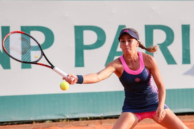 July 21, 2021, Gda?sk, Poland: Irina Bara (ROMANIA) plays against Kristina Kucova (SLOVAKIA) during the BNP Paribas Poland Open Tournament WTA, Tennis Damen 250 category) in Gdynia. .Game suspended with score 3:6, 7:5, 2:4 Gda?sk Poland - ZUMAs197 20210721_zaa_s197_208 Copyright: xGrzesiekxJ?drzejewskix