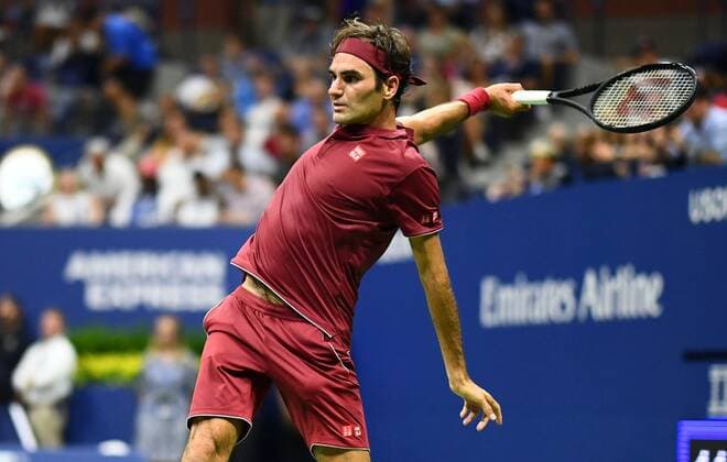 Mandatory Credit: Photo by Javier Garcia BPI Shutterstock (9818602eu) Roger Federer in first round action US Open Tennis Championships, Day 2, USTA National Tennis Center, Flushing Meadows, New York, USA - 28 Aug 2018 US Open Tennis Championships, Day 2, USTA National Tennis Center, Flushing Meadows, New York, USA - 28 Aug 2018  Copyright: xJavierxGarcia BPI Shutterstockx 9818602eu