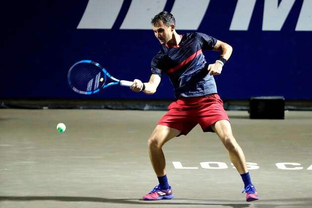 The Russian Yevgueni Donskoi in action against the American John Isner, today, during the third day of activities of the Los Cabos Tennis Open, in the state of Baja California Sur, Mexico, 21 July 2021. EFE Jorge Reyes Los Cabos Tennis Open !ACHTUNG: NUR REDAKTIONELLE NUTZUNG!  Copyright: xJorgexReyesx MEX7295 20210722-22d615fab753ddc6cba041d4594c2c71b56e1ab7