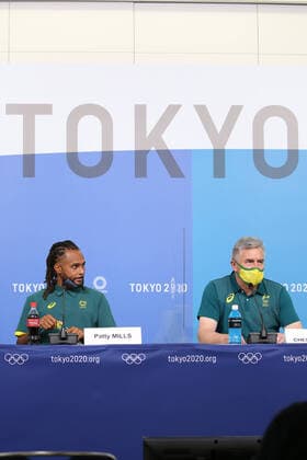July 22, 2021, Ariake, Tokyo, Japan: NBA, Basketball Herren, USA Basketball player for the San Antonio Spurs and Australia s first indigenous flag bearer Patty MILLS during the Australian Olympic Committee press conference, PK, Pressekonferenz at Tokyo Bight Sight on July 22nd 2021 in Tokyo, Japan Ariake Japan - ZUMAc179 0126602375st Copyright: xMickaelxChavetx