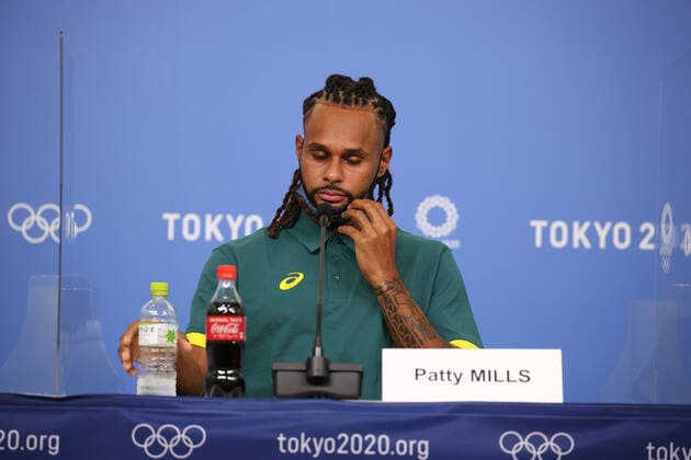 Bilder des Jahres 2021, Sport 07. Juli Sport Themen der Woche KW29 July 22, 2021, Ariake, Tokyo, Japan: NBA, Basketball Herren, USA Basketball player for the San Antonio Spurs and Australia s first indigenous flag bearer Patty MILLS during the Australian Olympic Committee press conference, PK, Pressekonferenz at Tokyo Bight Sight on July 22nd 2021 in Tokyo, Japan Ariake Japan - ZUMAc179 0126602381st Copyright: xMickaelxChavetx