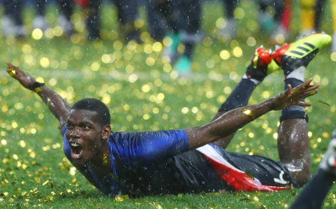 Mandatory Credit: Photo by Kieran Mcmanus BPI Shutterstock (9762196ju) Paul Pogba of France celebrates at the end of the game France v Croatia, Final, 2018 FIFA World Cup, WM, Weltmeisterschaft, Fussball football match, Luzhniki Stadium, Moscow, Russia - 15 Jul 2018 France v Croatia, Final, 2018 FIFA World Cup football match, Luzhniki Stadium, Moscow, Russia - 15 Jul 2018  Copyright: xKieranxMcmanus BPI Shutterstockx 9762196ju