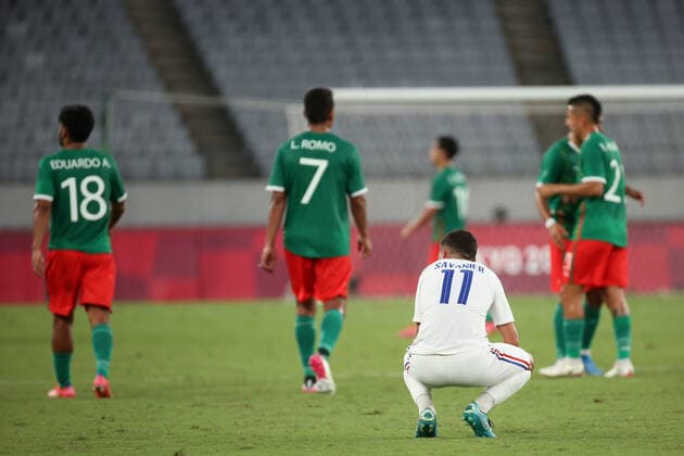 July 22, 2021, Chofu, Tokyo, Japan: Teji SAVANIER of France is disappointed after loosing the game 4-1 to Mexico in the first game of the Group A Pool Game of the Men s Football tournament at the Tokyo Stadium on July 22nd 2021 in Tokyo, Japan Chofu Japan - ZUMAc179 20210722_zep_c179_078 Copyright: xMickaelxChavetx
