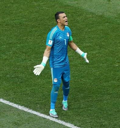 Mandatory Credit: Photo by Kieran Mcmanus BPI Shutterstock (9726970ai) Egypt goalkeeper Essam El-Hadary reacts Saudia Arabia v Egypt, Group A, 2018 FIFA World Cup, WM, Weltmeisterschaft, Fussball football match, Volgograd Stadium, Russia - 25 Jun 2018 Saudia Arabia v Egypt, Group A, 2018 FIFA World Cup football match, Volgograd Stadium, Russia - 25 Jun 2018  Copyright: xKieranxMcmanus BPI Shutterstockx 9726970ai
