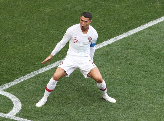 Mandatory Credit: Photo by Dave Shopland BPI Shutterstock (9722554g) Cristiano Ronaldo of Portugal celebrates scoring the opening goal Portugal v Morocco, Group B, 2018 FIFA World Cup, WM, Weltmeisterschaft, Fussball football match, Luzhniki Stadium, Moscow, Russia - 20 Jun 2018 Portugal v Morocco, Group B, 2018 FIFA World Cup football match, Luzhniki Stadium, Moscow, Russia - 20 Jun 2018  Copyright: xDavexShopland BPI Shutterstockx 9722554g