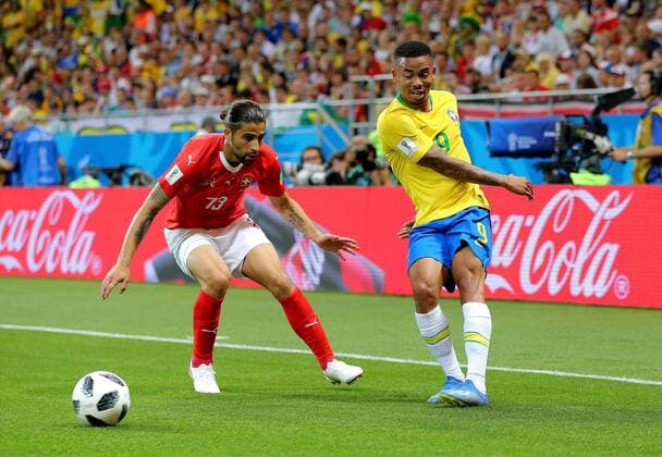 Mandatory Credit: Photo by Michael Zemanek BPI Shutterstock (9718733if) Ricardo Rodriguez of Switzerland and Gabriel Jesus of Brazil Brazil v Switzerland, Group E, 2018 FIFA World Cup, WM, Weltmeisterschaft, Fussball football match, Rostov Arena, Rostov-on-Don, Russia - 17 Jun 2018 Brazil v Switzerland, Group E, 2018 FIFA World Cup football match, Rostov Arena, Rostov-on-Don, Russia - 17 Jun 2018  Copyright: xMichaelxZemanek BPI Shutterstockx 9718733if