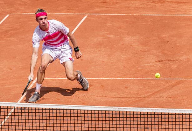 24.07.2021, Sportpark, Kitzbühel, AUT, ATP, Tennis Herren Tour, Generali Open Kitzbühel, Qualifikation, im Bild Lukas Neumayer (AUT) Lukas Neumayer of Austria during qualification for the Generali Open Tennis Tournament of the ATP Tour at the Sportpark in Kitzbühel, Austria on 2021 07 24.