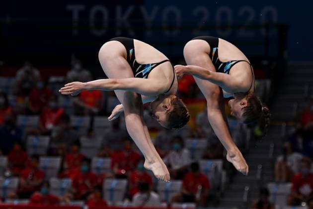 Bilder des Jahres 2021, Sport 07. Juli Tokio 2020 im Jahr 2021, Rückblick: Olympische Highlights Sport Themen der Woche KW29 Sport Bilder des Tages Photo Gian Mattia D Alberto LaPresse July 25, 2021 Tokyo Tokyo 2020 Olympic Games, Olympische Spiele, Olympia, OS Women s Synchronised 3m Springboard In the pic: HENTSCHEL Lena PUNZEL Tina, GER  Copyright: xGianxMattiaxD Albertox xLaPressex