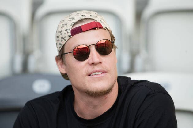 210725 Basketspelaren Jonas Jerebko pa läktaren under fotbollsmatchen i Allsvenskan mellan Häcken och Elfsborg den 25 juli 2021 i Göteborg. Copyright: MICHAELxERICHSEN BB210725MI034