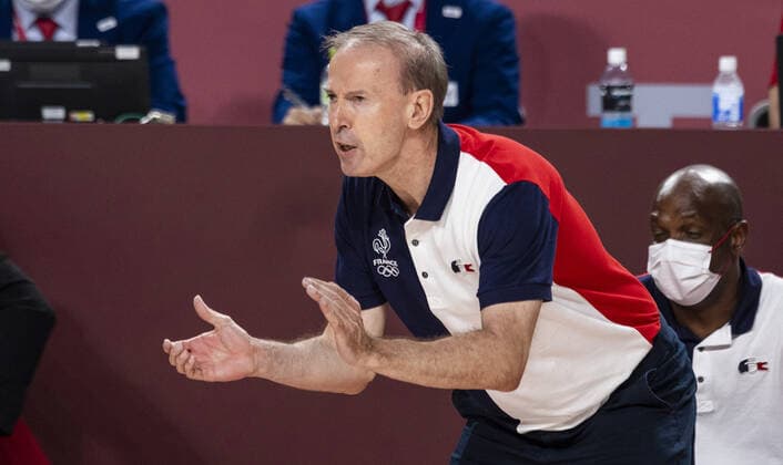 Tokyo Tokio, 25.07.2021, Japan, Olympic Games, Olympische Spiele, Olympia, OS Coach COLLET Vincent (FRA) Basketball USA - France Olympische Spiele, 2020 2021 Foto: Moritz Müller Only for Editorial use