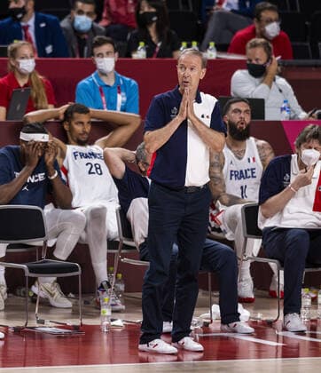 Tokyo Tokio, 25.07.2021, Japan, Olympic Games, Olympische Spiele, Olympia, OS Coach COLLET Vincent (FRA) Basketball USA - France Olympische Spiele, 2020 2021 Foto: Moritz Müller Only for Editorial use