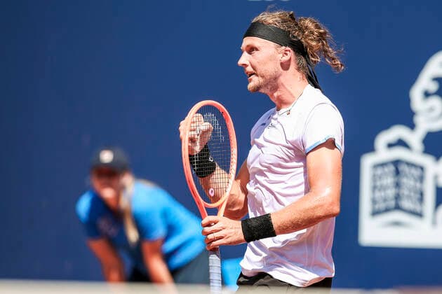 TENNIS - ATP, Tennis Herren Generali Open 2021 KITZBUEHEL,AUSTRIA,26.JUL.21 - TENNIS - ATP World Tour, Generali Open. Image shows the rejoicing of Jozef Kovalik (SVK).  GEPAxpictures xPatrickxSteiner