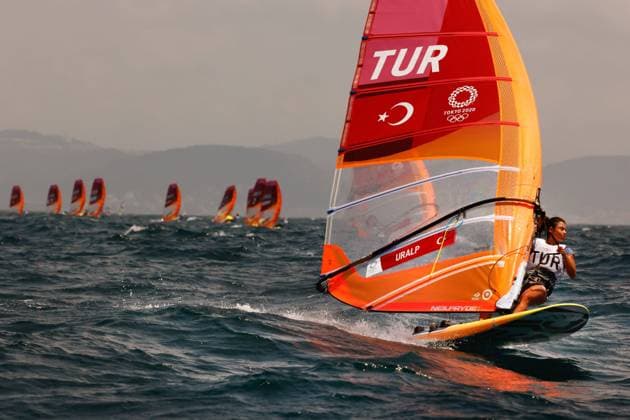 Tokio 2020 im Jahr 2021, Rückblick: Olympische Highlights July 28, 2021, Tokyo, Kanto, Japan: Dilara Uralp competes in the womenÃ¢â‚¬â ¢s windsurfer - RS-X at the Tokyo Olympics 2020. Tokyo Japan - ZUMAk13_ 20210728_zap_k13_024 Copyright: xPaulxKurodax