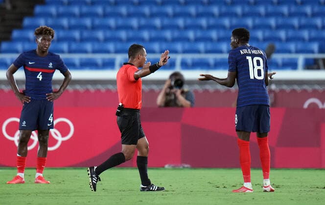 Tokyo 2020 Olympic Games, Olympische Spiele, Olympia, OS (Football Preliminary Match-FRA-JPN) YOKOHAMA, JAPAN, JUL 28: KOLO MUANI Randal (FRA) reacts during the Football Preliminary Match between France and Japan for Tokyo 2020 Olympic Games in the Yokohama International Stadiume in Yokohama, Japan, on July 28, 2021. Yokohama Yokohama International Stadiume Japan 6850_244301 Copyright: xSeokyongxLee PentaxPressx