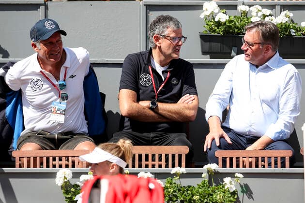 TENNIS - ATP, Tennis Herren Generali Open 2021 KITZBUEHEL,AUSTRIA,29.JUL.21 - TENNIS - ATP World Tour, Generali Open. Image shows Markus Bodner (KTC), mayor Klaus Winkler (Kitzbuehel) and governor Guenther Platter (Tyrol).  GEPAxpictures xPatrickxSteiner
