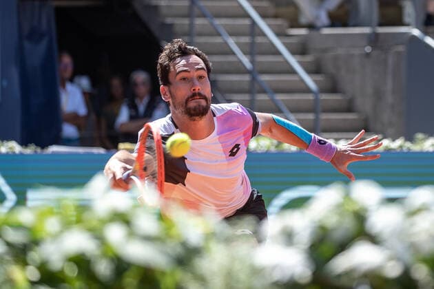 29.07.2021, Sportpark, Kitzbühel, AUT, ATP, Tennis Herren Tour, Generali Open Kitzbühel, Viertelfinale, im Bild Gianluca Mager (ITA) Gianluca Mager of Italy during the quarter final matchGenerali Open Tennis Tournament of the ATP Tour at the Sportpark in Kitzbühel, Austria on 2021 07 29.