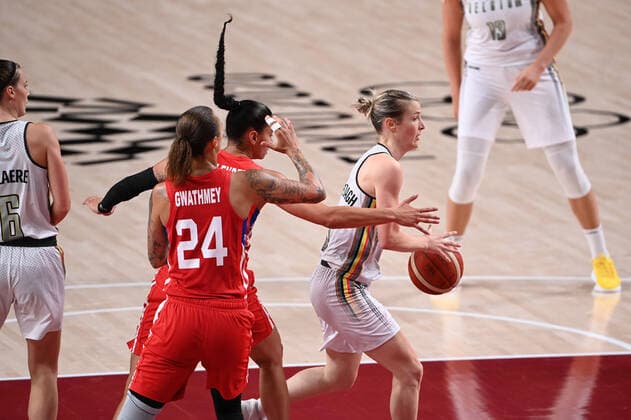 Belgian Cats Kim Mestdagh fights for the ball during a basketball game between Belgium s Belgian Cats and Puerto Rico, in the women s preliminary round group C, on the eighth day of the Tokyo 2020 Olympic Games, Olympische Spiele, Olympia, OS in Tokyo, Japan on Friday 30 July 2021. The postponed 2020 Summer Olympics are taking place from 23 July to 8 August 2021. ROBxWALBERS  x3049976x