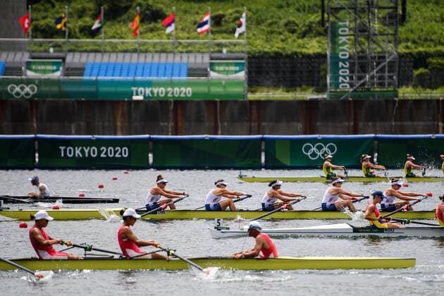 210730 General view of women s eight rowing final during day 7 of the Tokyo 2020 Olympic Games, Olympische Spiele, Olympia, OS on July 30, 2021 in Tokyo. Photo: Jon Olav Nesvold BILDBYRAN COP 217 JE0010 rodd rowing olympic games olympics os ol olympiska spel olympiske leker tokyo2020 tokyo 2020 tokyo-os tokyo-ol bbeng norge norway Copyright: JONxOLAVxNESVOLD BB210730JE025