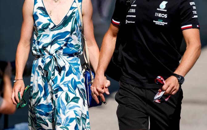 77 Valtteri Bottas (FIN, Mercedes-AMG Petronas F1 Team) and his girlfriend Tiffany Cromwell, F1 Grand Prix of Hungary at Hungaroring on July 30, 2021 in Budapest, Hungary. (Photo by HOCH ZWEI) Budapest Hungary