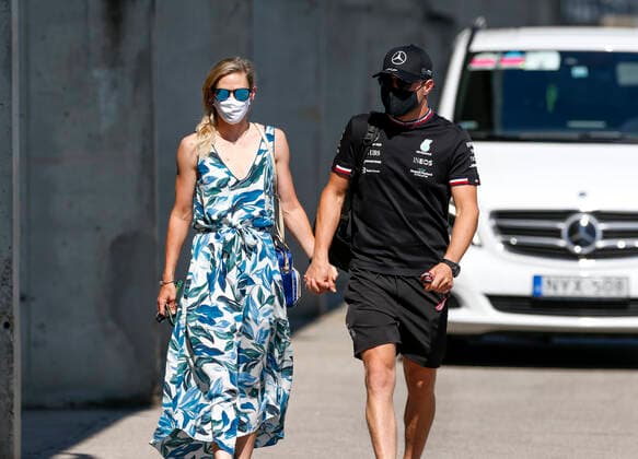 77 Valtteri Bottas (FIN, Mercedes-AMG Petronas F1 Team) and his girlfriend Tiffany Cromwell, F1 Grand Prix of Hungary at Hungaroring on July 30, 2021 in Budapest, Hungary. (Photo by HOCH ZWEI) Budapest Hungary