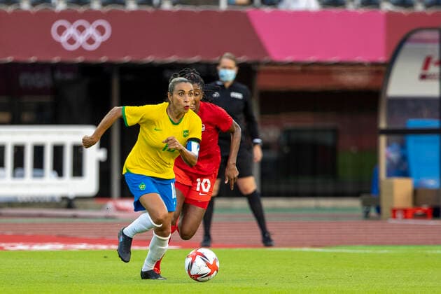 Tokyo 2020 Olympiad Tokyo TÓQUIO, TO - 30.07.2021: TOKYO 2020 OLYMPIAD TOKYO - Marta do Brasil during the soccer game between Canada and Brazil at the Olympic Games, Olympische Spiele, Olympia, OS in Tokyo 2020 held in 2021, the game held at Estadio do Miyagi in Japan (Photo: Richard Callis Fotoarena) x2100015x  RichardxCallis