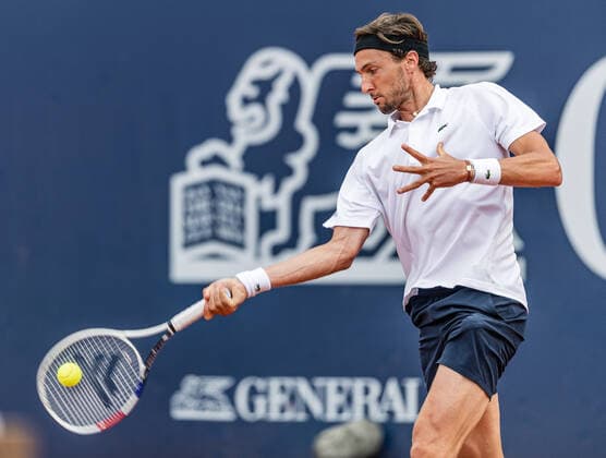30.07.2021, Sportpark, Kitzbühel, AUT, ATP, Tennis Herren Tour, Generali Open Kitzbühel, Halbfinale, im Bild Arthur Rinderknech (FRA) Arthur Rinderknech of France during the semi final match of Generali Open Tennis Tournament of the ATP Tour at the Sportpark in Kitzbühel, Austria on 2021 07 30.