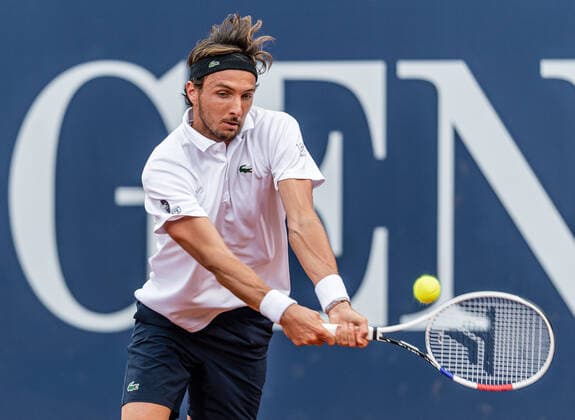 30.07.2021, Sportpark, Kitzbühel, AUT, ATP, Tennis Herren Tour, Generali Open Kitzbühel, Halbfinale, im Bild Arthur Rinderknech (FRA) Arthur Rinderknech of France during the semi final match of Generali Open Tennis Tournament of the ATP Tour at the Sportpark in Kitzbühel, Austria on 2021 07 30.