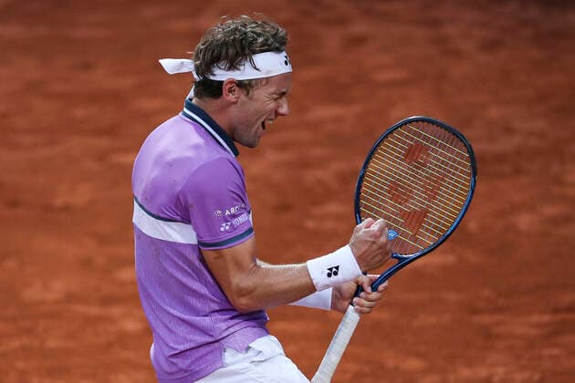 TENNIS - ATP, Tennis Herren Generali Open 2021 KITZBUEHEL,AUSTRIA,30.JUL.21 - TENNIS - ATP World Tour, Generali Open. Image shows the rejoicing of Casper Ruud (NOR).  GEPAxpictures xPatrickxSteiner