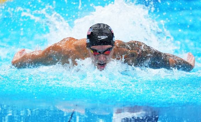 (210731) -- TOKYO, July 31, 2021 -- Caeleb Dressel of the United States competes during the men s 100m butterfly final of swimming at the Tokyo 2020 Olympic Games, Olympische Spiele, Olympia, OS in Tokyo, Japan, July 31, 2021. ) (TOKYO2020)JAPAN-TOKYO-OLY-SWIMMING-MEN S 100M BUTTERFLY-FINAL XuxChang 